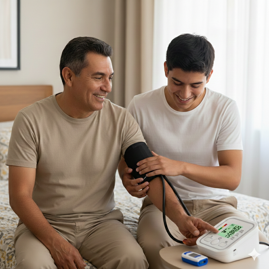 Control Total de Salud™ Monitor de Presión Arterial + Termómetro Frontal + Oxímetro de Pulso-