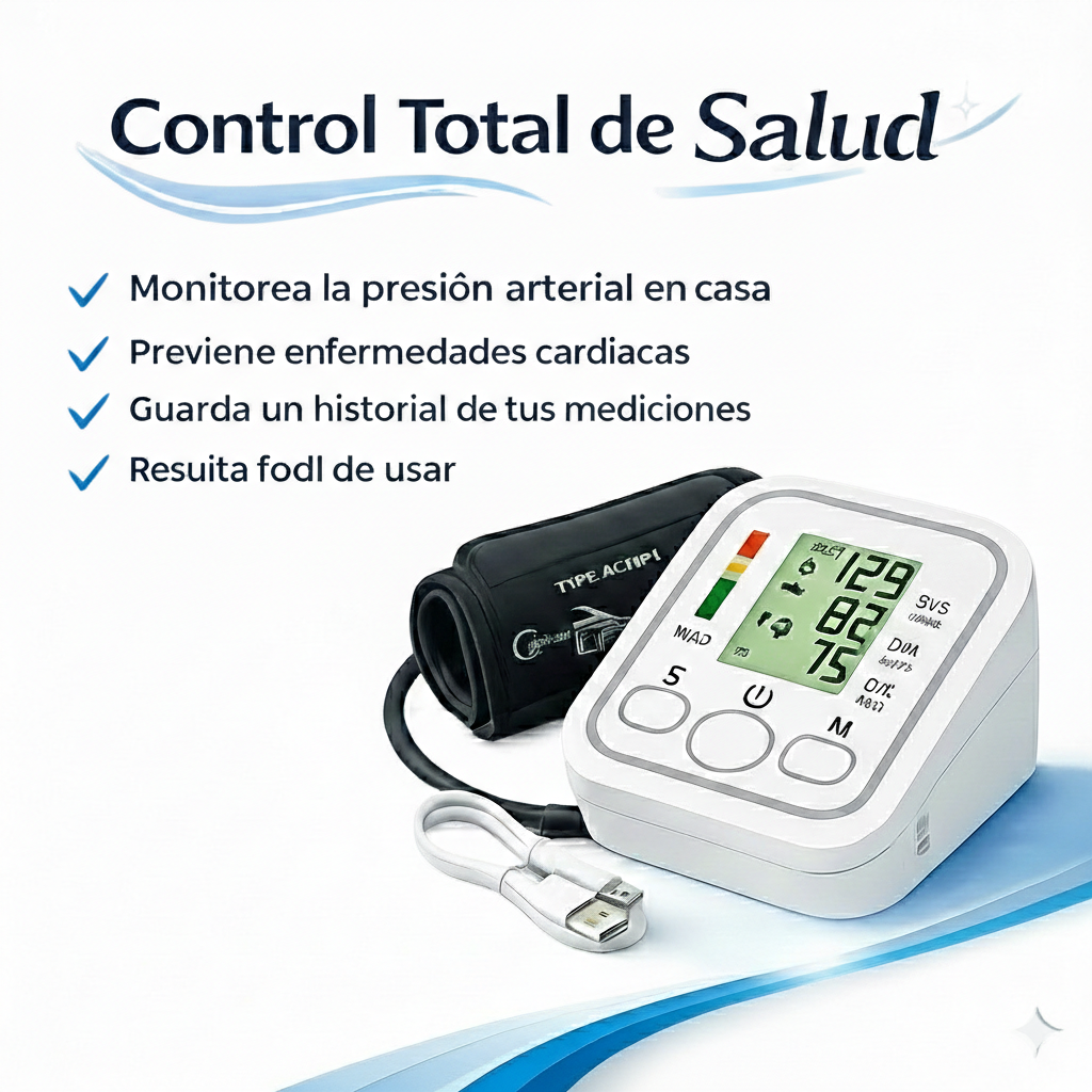 Control Total de Salud™ Monitor de Presión Arterial + Termómetro Frontal + Oxímetro de Pulso-