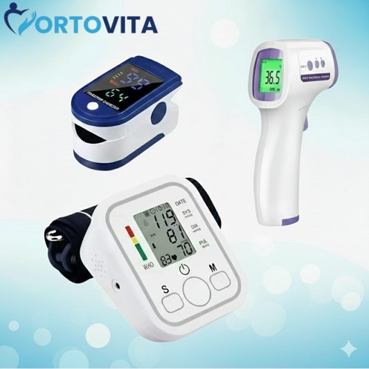Control Total de Salud™ Monitor de Presión Arterial + Termómetro Frontal + Oxímetro de Pulso-